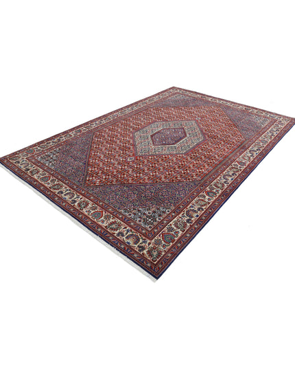 Bijar 6' 7" X 9' 9" Hand Knotted Wool & Silk Rug 6' 7" X 9' 9" (201 X 297) / Red / Wool & Silk