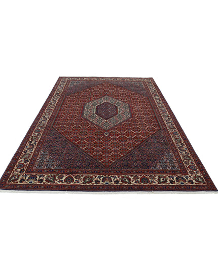 Bijar 6' 7" X 9' 9" Hand Knotted Wool & Silk Rug 6' 7" X 9' 9" (201 X 297) / Red / Wool & Silk