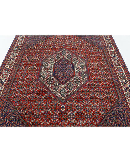Bijar 6' 7" X 9' 9" Hand Knotted Wool & Silk Rug 6' 7" X 9' 9" (201 X 297) / Red / Wool & Silk
