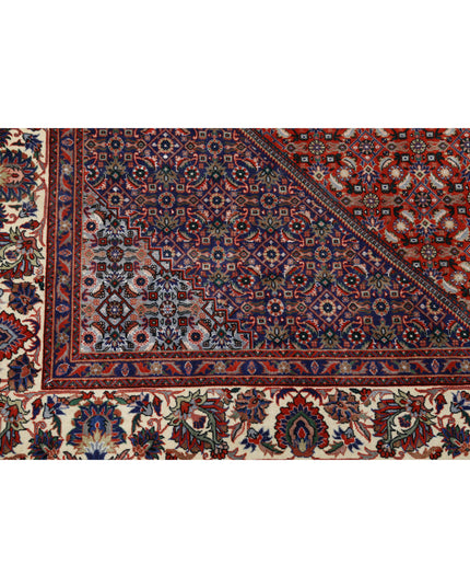 Bijar 6' 7" X 9' 9" Hand Knotted Wool & Silk Rug 6' 7" X 9' 9" (201 X 297) / Red / Wool & Silk