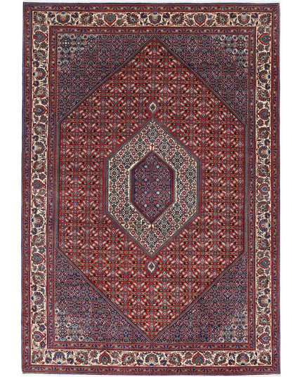 Bijar 6' 7" X 9' 9" Hand Knotted Wool & Silk Rug 6' 7" X 9' 9" (201 X 297) / Red / Wool & Silk