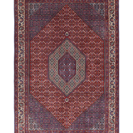 Bijar 6' 7" X 9' 10" Hand Knotted Wool & Silk Rug 6' 7" X 9' 10" (201 X 300) / Red / Wool & Silk