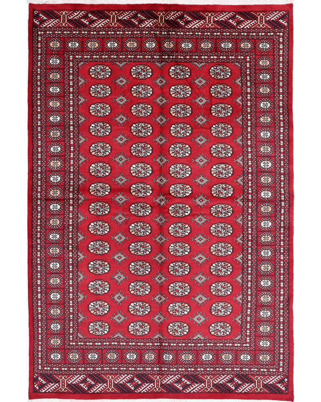 Bokhara 6' 2" X 9' 2" Hand Knotted Wool Rug 6' 2" X 9' 2" (188 X 280) / Red / Wool