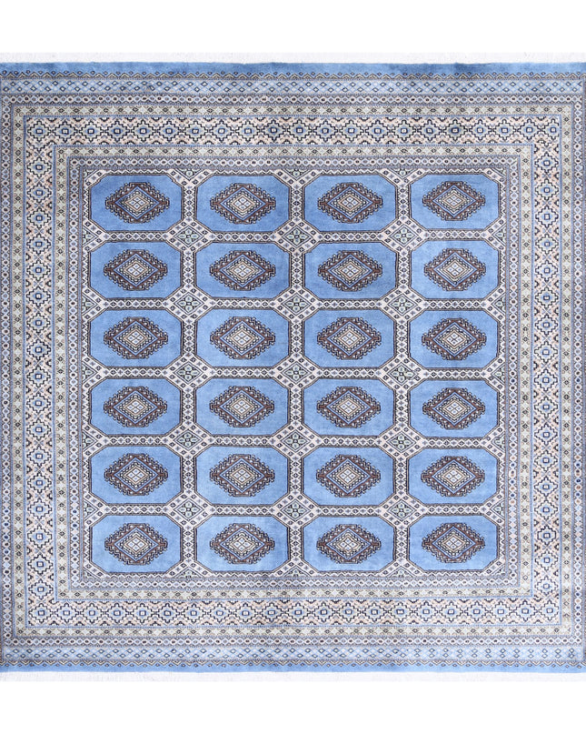 Bokhara 6' 7" X 6' 5" Hand Knotted Wool Rug 6' 7" X 6' 5" (201 X 196) / Blue / Wool