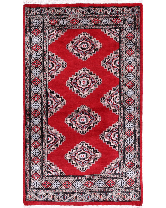 Bokhara 2' 6" X 4' 2" Hand Knotted Wool Rug 2' 6" X 4' 2" (76 X 127) / Red / Wool