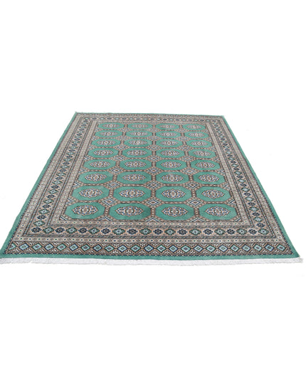 Bokhara 6' 10" X 7' 9" Hand Knotted Wool Rug 6' 10" X 7' 9" (208 X 236) / Green / Wool