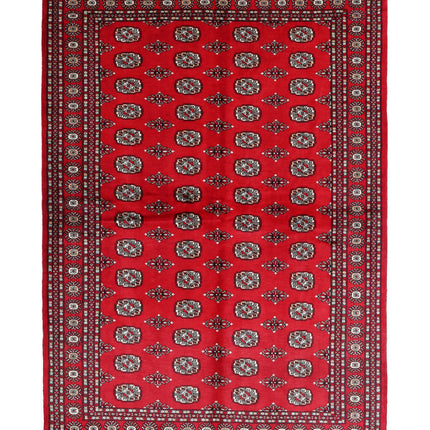 Bokhara 6' 0" X 8' 10" Hand Knotted Wool Rug 6' 0" X 8' 10" (183 X 269) / Red / Wool