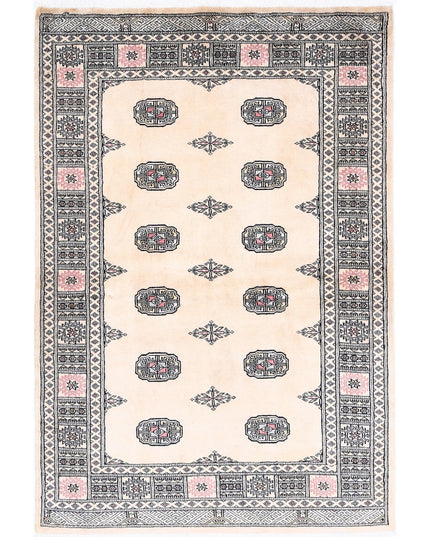 Bokhara 4' 3" X 6' 2" Hand Knotted Wool Rug 4' 3" X 6' 2" (130 X 188) / Ivory / Wool