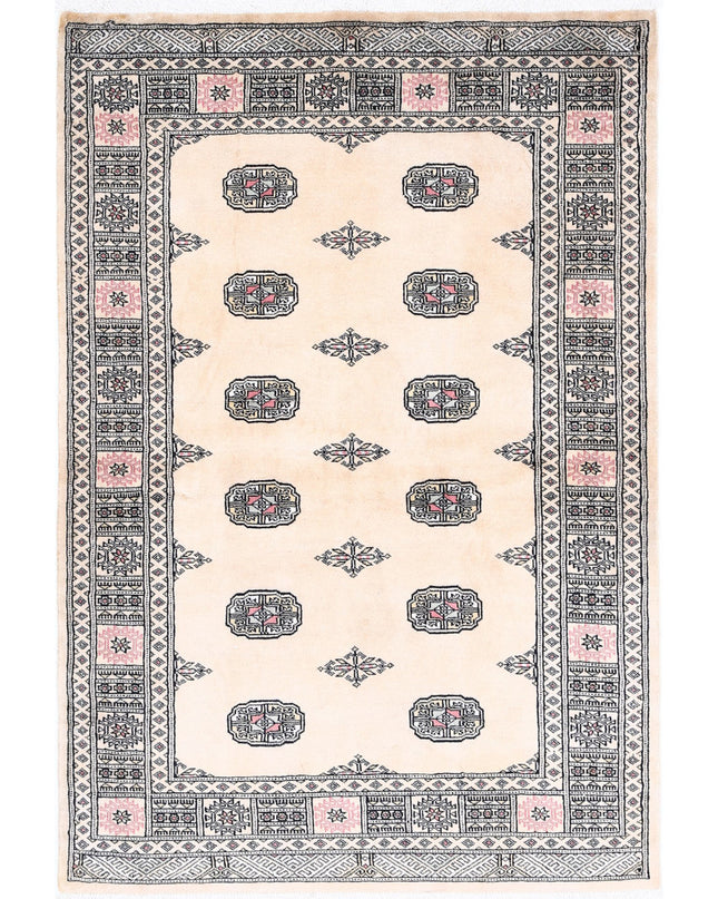 Bokhara 4' 3" X 6' 2" Hand Knotted Wool Rug 4' 3" X 6' 2" (130 X 188) / Ivory / Wool