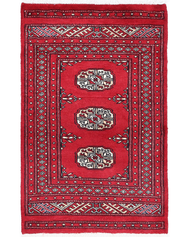 Bokhara 1' 11" X 3' 2" Hand Knotted Wool Rug 1' 11" X 3' 2" (59 X 97) / Red / Wool