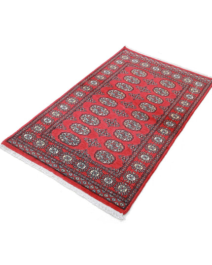 Bokhara 3' 0" X 4' 10" Hand Knotted Wool Rug 3' 0" X 4' 10" (91 X 147) / Red / Wool