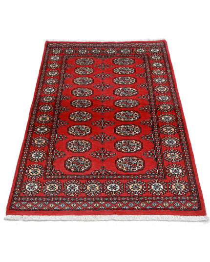 Bokhara 3' 0" X 4' 10" Hand Knotted Wool Rug 3' 0" X 4' 10" (91 X 147) / Red / Wool