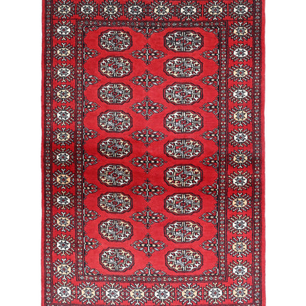 Bokhara 3' 0" X 4' 10" Hand Knotted Wool Rug 3' 0" X 4' 10" (91 X 147) / Red / Wool