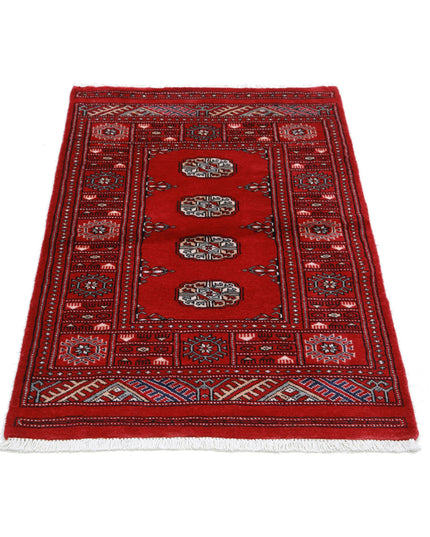 Bokhara 2' 6" X 4' 1" Hand Knotted Wool Rug 2' 6" X 4' 1" (76 X 124) / Red / Wool