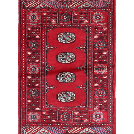 Bokhara 2' 6" X 4' 1" Hand Knotted Wool Rug 2' 6" X 4' 1" (76 X 124) / Red / Wool