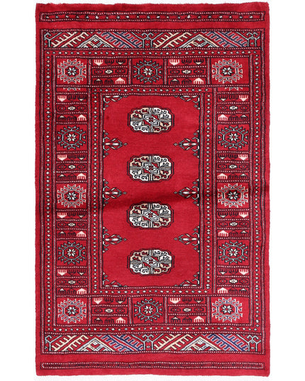 Bokhara 2' 6" X 4' 1" Hand Knotted Wool Rug 2' 6" X 4' 1" (76 X 124) / Red / Wool