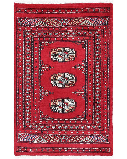 Bokhara 2' 0" X 3' 2" Hand Knotted Wool Rug 2' 0" X 3' 2" (61 X 97) / Red / Wool