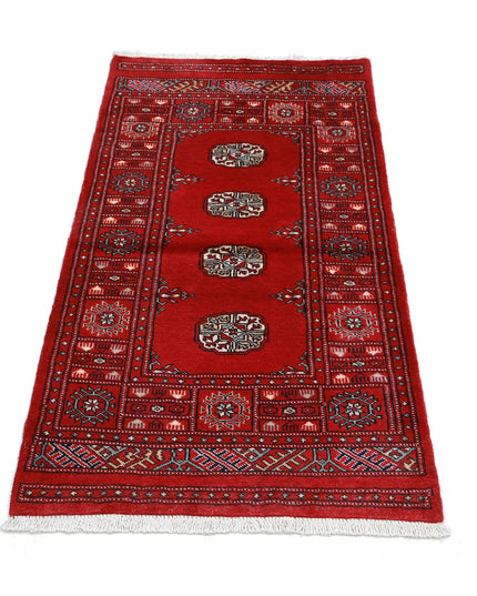Bokhara 2' 6" X 4' 10" Hand Knotted Wool Rug 2' 6" X 4' 10" (76 X 147) / Red / Wool