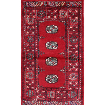 Bokhara 2' 6" X 4' 10" Hand Knotted Wool Rug 2' 6" X 4' 10" (76 X 147) / Red / Wool