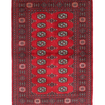 Bokhara 4' 0" X 6' 0" Hand Knotted Wool Rug 4' 0" X 6' 0" (122 X 183) / Red / Wool