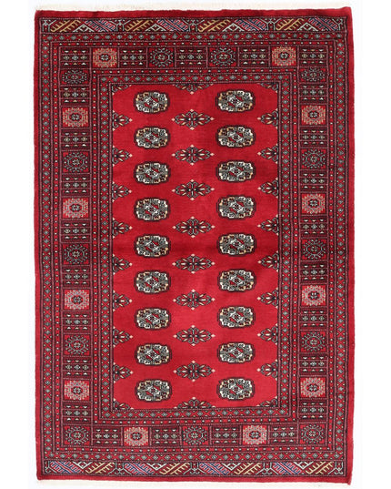 Bokhara 4' 0" X 6' 0" Hand Knotted Wool Rug 4' 0" X 6' 0" (122 X 183) / Red / Wool