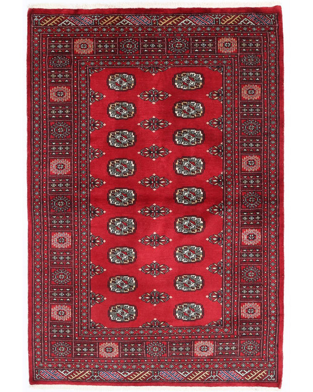 Bokhara 4' 0" X 6' 0" Hand Knotted Wool Rug 4' 0" X 6' 0" (122 X 183) / Red / Wool
