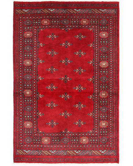 Bokhara 4' 1" X 6' 4" Hand Knotted Wool Rug 4' 1" X 6' 4" (124 X 193) / Red / Wool