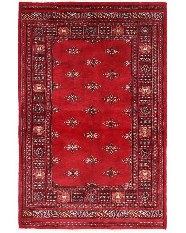 Bokhara 4' 1" X 6' 4" Hand Knotted Wool Rug 4' 1" X 6' 4" (124 X 193) / Red / Wool