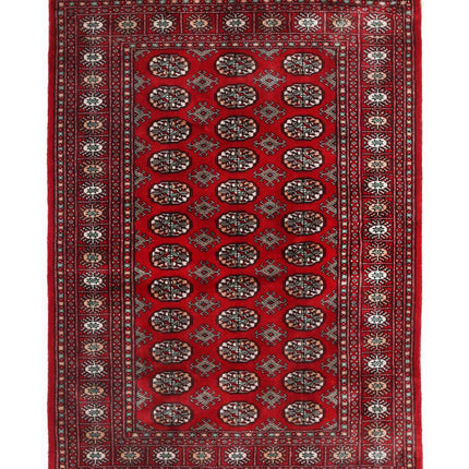 Bokhara 4' 1" X 6' 0" Hand Knotted Wool Rug 4' 1" X 6' 0" (124 X 183) / Red / Wool