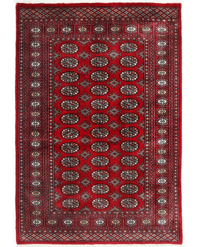 Bokhara 4' 1" X 6' 0" Hand Knotted Wool Rug 4' 1" X 6' 0" (124 X 183) / Red / Wool