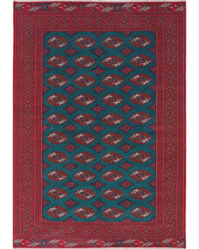 Bokhara 6' 2" X 9' 7" Hand Knotted Wool Rug 6' 2" X 9' 7" (188 X 292) / Green / Wool
