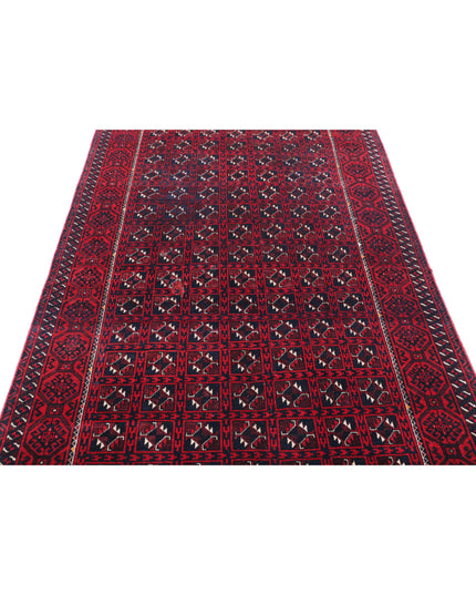 Bokhara 4' 7" X 7' 7" Hand Knotted Wool Rug 4' 7" X 7' 7" (140 X 231) / Red / Wool