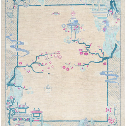 Chinese 8' 1" X 9' 7" Hand Knotted Wool Rug 8' 1" X 9' 7" (246 X 292) / Brown / Wool