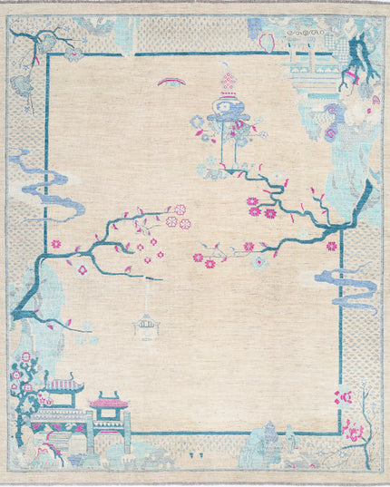 Chinese 8' 1" X 9' 7" Hand Knotted Wool Rug 8' 1" X 9' 7" (246 X 292) / Brown / Wool