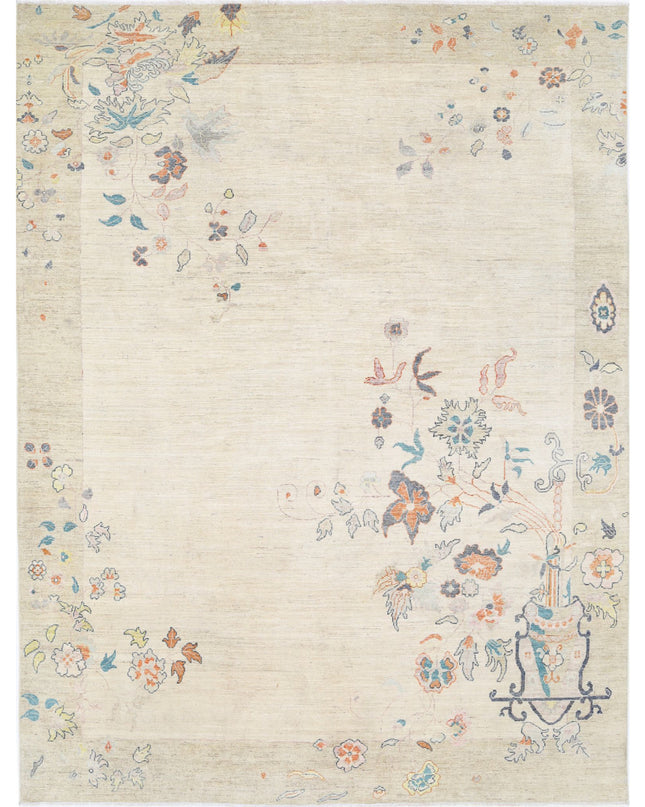 Chinese 8' 11" X 11' 11" Hand Knotted Wool Rug 8' 11" X 11' 11" (272 X 363) / Gold / Wool