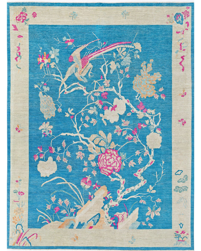 Chinese 10' 2" X 13' 8" Hand Knotted Wool Rug 10' 2" X 13' 8" (310 X 417) / Blue / Wool