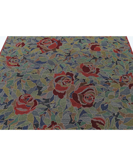Floral 6' 0" X 9' 0" Hand Knotted Wool Rug 6' 0" X 9' 0" (183 X 274) / Blue / Wool