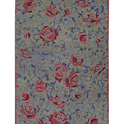 Floral 6' 0" X 9' 0" Hand Knotted Wool Rug 6' 0" X 9' 0" (183 X 274) / Blue / Wool