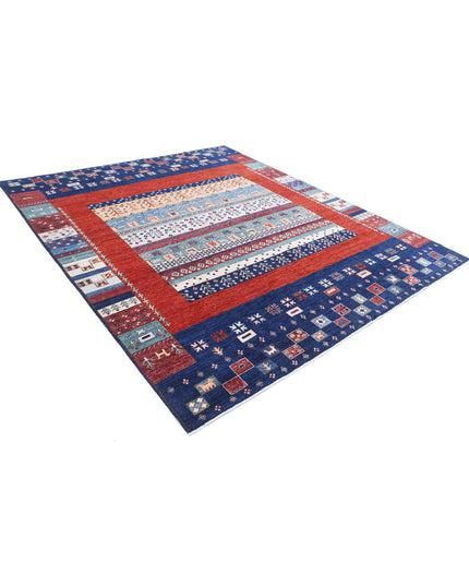 Gabbeh 8' 2" X 9' 9" Hand Knotted Wool Rug 8' 2" X 9' 9" (249 X 297) / Blue / Wool