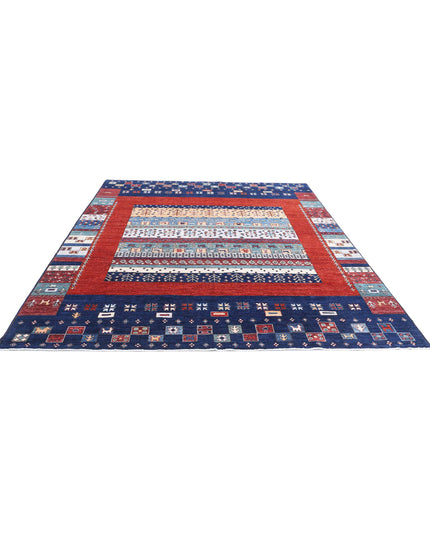 Gabbeh 8' 2" X 9' 9" Hand Knotted Wool Rug 8' 2" X 9' 9" (249 X 297) / Blue / Wool