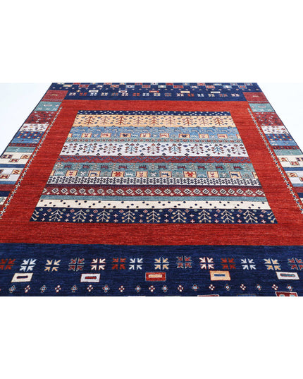 Gabbeh 8' 2" X 9' 9" Hand Knotted Wool Rug 8' 2" X 9' 9" (249 X 297) / Blue / Wool