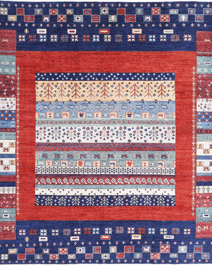 Gabbeh 8' 2" X 9' 9" Hand Knotted Wool Rug 8' 2" X 9' 9" (249 X 297) / Blue / Wool