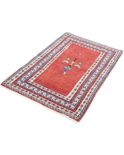 Gabbeh 2' 4" X 3' 6" Hand Knotted Wool Rug 2' 4" X 3' 6" (71 X 107) / Rust / Wool