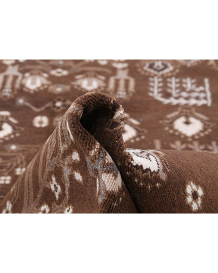 Gabbeh 4' 9" X 9' 0" Hand Knotted Wool Rug 4' 9" X 9' 0" (145 X 274) / Brown / Wool