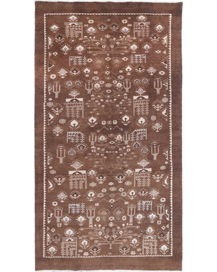 Gabbeh 4' 9" X 9' 0" Hand Knotted Wool Rug 4' 9" X 9' 0" (145 X 274) / Brown / Wool