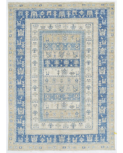 Gabbeh 4' 0" X 5' 9" Hand Knotted Wool Rug 4' 0" X 5' 9" (122 X 175) / Ivory / Wool