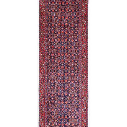 Hamadan 3' 6" X 10' 5" Hand Knotted Wool Rug 3' 6" X 10' 5" (107 X 318) / Blue / Wool