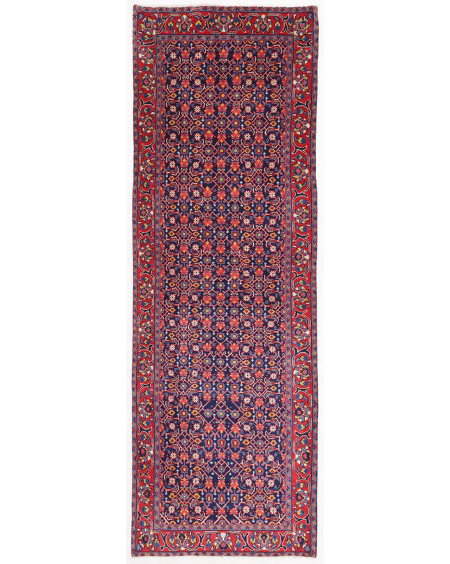 Hamadan 3' 6" X 10' 5" Hand Knotted Wool Rug 3' 6" X 10' 5" (107 X 318) / Blue / Wool