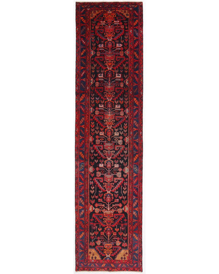 Hamadan 3' 8" X 15' 1" Hand Knotted Wool Rug 3' 8" X 15' 1" (112 X 460) / Black / Wool