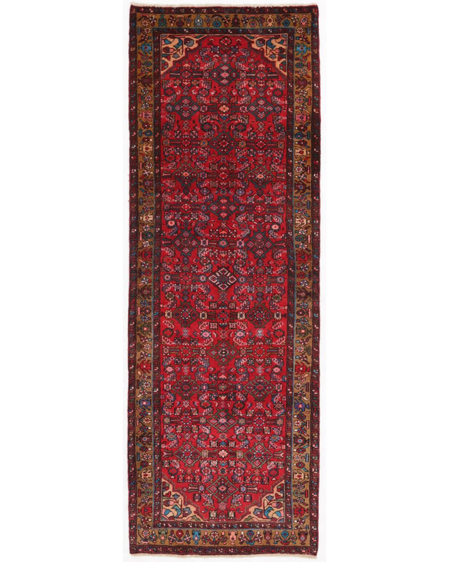 Hamadan 3' 5" X 10' 0" Hand Knotted Wool Rug 3' 5" X 10' 0" (104 X 305) / Red / Wool